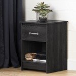 South Shore Furniture Tassio 1-Drawer Nightstand Gray Oak, Farmhouse
