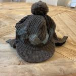 Nobis Teabag the 4th Knit Aviator Hat Plaid Pom Lambswool Unisex One Size NEW