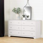South Shore Furniture Vito Collection, 6-Drawer Double Dresser, Pure White