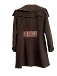 Mackage Wool Blend Textured Coat Leather Trim Brown Sz L