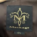 Mackage Wool Blend Textured Coat Leather Trim Brown Sz L