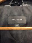 Mackage Montreal Wool Blend Textured Coat Leather Trim Black Fur Hood Sz M