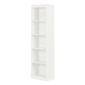 South Shore Furniture Axess Collection 5-Shelf Narrow Bookcase, Pure White