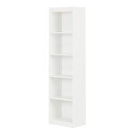 South Shore Furniture Axess Collection 5-Shelf Narrow Bookcase, Pure White