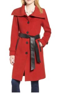 Mackage Womens Flat Wool Knit Collar Coat Color Paprika (red) Size Medium 