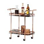 South Shore Furniture South Shore Maliza Bar Cart, Rose Gold and Smoked Glass