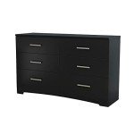 South Shore Furniture Gramercy 6-Drawer Double Dresser Pure Black, Contemporary