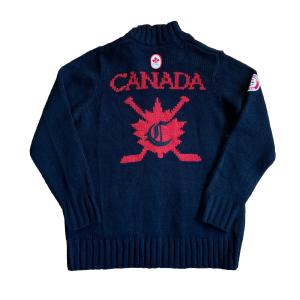 Hudsons Bay Team  Canada Knit Cardigan Sweater Black & Red Mens Womens Hockey Sm