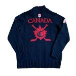 Hudsons Bay Team  Canada Knit Cardigan Sweater Black & Red Mens Womens Hockey Sm