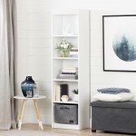 South Shore Furniture Axess Collection 5-Shelf Narrow Bookcase, Pure White
