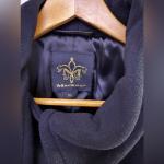 Mackage black wool cashmere coat with leather belt + leather trim size L