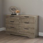 South Shore Furniture Holland 6-Drawer Double Dresser, Weathered Oak