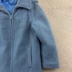 Vintage Hudson's Bay Coat Womens 10 Blue Point Blanket Wool 70s Hooded Zip Lined