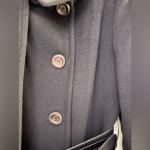 Mackage black wool cashmere coat with leather belt + leather trim size L