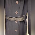 Mackage black wool cashmere coat with leather belt + leather trim size L