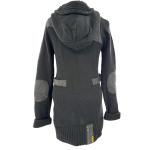 Nobis Black Cardigan Sweater Grey Knit Full Zip Hooded Coat Large