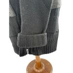 Nobis Black Cardigan Sweater Grey Knit Full Zip Hooded Coat Large