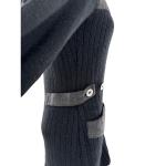 Nobis Black Cardigan Sweater Grey Knit Full Zip Hooded Coat Large