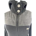 Nobis Black Cardigan Sweater Grey Knit Full Zip Hooded Coat Large