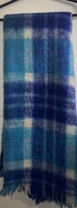 Vtg Hudsons Bay Company Mohair Blanket 68”x 48” Blue Plaid Made In Scotland