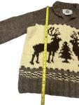 Vintage Cowichan Canadian Sweater Company Moose Tree Brown Cream Hand Knit Sz L