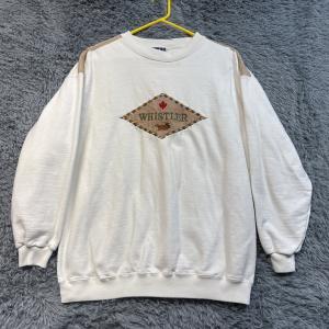 VTG Whistler Canada Sweatshirt Mens XL Embroidered Tan Sweater Made in Can 90s