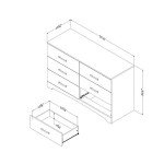 South Shore Furniture Gramercy 6-Drawer Double Dresser Pure Black, Contemporary