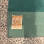 Hudson’s Bay Point Sage Green 100% Wool Dark Gree Stripe Vintage Blanket 63”x80”