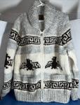 Vintage Canadian Sweater Company Cowichan Cardigan L/XL Totem Ski Shop 100% Wool