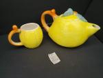 Hudson's Bay Co. Vintage Lemon Teapot  Sculptured Tea Pot & Cup England Rare