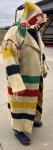 VTG Capote Coat/Hudson’s Bay Co. Point Blanket Wool Hooded Fringe Multi-Stripe