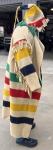 VTG Capote Coat/Hudson’s Bay Co. Point Blanket Wool Hooded Fringe Multi-Stripe
