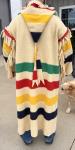 VTG Capote Coat/Hudson’s Bay Co. Point Blanket Wool Hooded Fringe Multi-Stripe