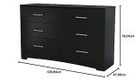 South Shore Furniture Gramercy 6-Drawer Double Dresser Pure Black, Contemporary