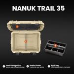 NANUK Trail 35 – 38.8 L (10.2-Gallon) Waterproof Gear Case – Modular Cargo Case for Camping, Fishing, Hunting & Outdoor Storage – Dustproof and Impact Resistant (22.0” x 15.9” x 11.6”) – Desert Tan