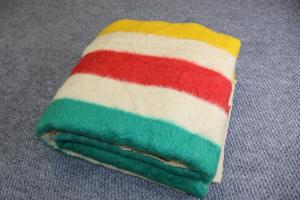 Vintage Hudson’s Bay Company 4-Point Wool Blanket Orange Label 86” x 67”