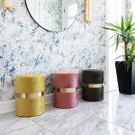 Gouchee Home Amsterdam Velvet Upholstered Round Footstool Ottoman Marsala