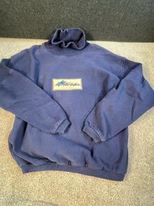 Vintage 90s Sansegal Colorado Sweater 100% Cotton Turtleneck Blue Crew neck