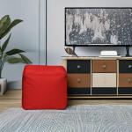 Gouchee Home Cube Brava Pouf Ottoman Foot Rest - Red - Modern Square Bean Bag Chair with Water Repellent Fabric - Floor Pouf for Living Room, Bedroom or Patio - Foot Rest for Indoor and Outdoor
