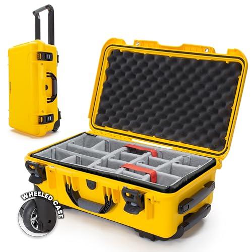 NANUK 935 Hard Case with Padded Divider – Waterproof Equipment Case with Wheels, 22” x 14” x 9” – Dustproof and Impact Resistant, Airline Carry-On Approved – Yellow