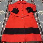 Hudson’s Bay Point Blanket Coat Red Black Wool Vintage T35