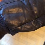 Rudsak Black Leather puffer jacket w. detachable fur-trimmed hood sz  L