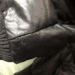 Rudsak Black Leather puffer jacket w. detachable fur-trimmed hood sz  L