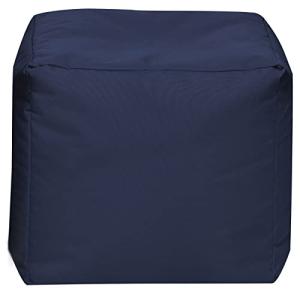 Gouchee Home Cube Brava Pouf Ottoman Foot Rest - Navy - Modern Square Bean Bag Chair with Water Repellent Fabric - Floor Pouf for Living Room, Bedroom or Patio - Foot Rest for Indoor and Outdoor