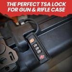 Monoshaft Gun Case Lock (4-Pack) - TSA Approved Red Hardened Steel Combination Padlock for Pelican Vault, VEVOR, Plano, Eylar, Nanuk, MEIJIA & Condition 1 Rifle Cases - Ammo Box & Luggage Security