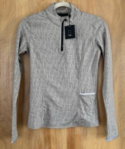 Rudsak Women's Gasia Monogram Mock Neck Fitted Top Size XS Beige NWT