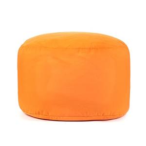 Gouchee Home Dotcom Soleil Bean Bag Round Ottoman/Pouf - Waterproof, Fade-Resistant Footrest for Indoor/Outdoor - Filled with High-Density Polystyrene Beads, Double-Stitched Seam, Orange, 20"D x 12"H