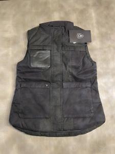 Certified New Nobis Elora XXS Women Canadian Down Vest Gray Black Leather Wool