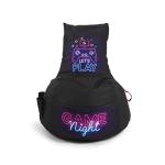 Gouchee Home Gaming Swing Let's Play Bean Bag Chair for Gamers Video Games and Game Room Set-up Filling Included Black, 37''W x 26''D x 35''H