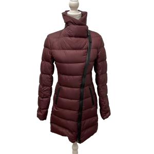 Mackage Puffer Coat Womens XS Burgundy Red Mid Length Quilted High Neck Gorpcore